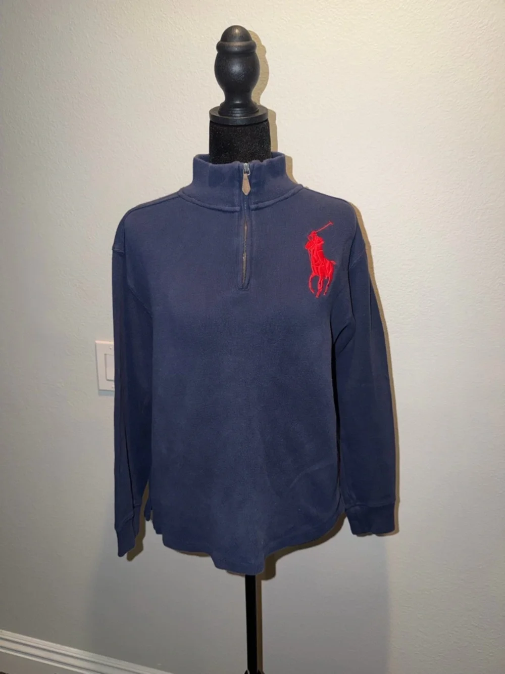 Vintage Polo by Ralph Lauren Navy Half-Zip Pullover with Red Pony